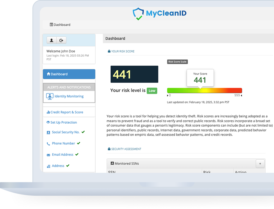 Identity Protection interface