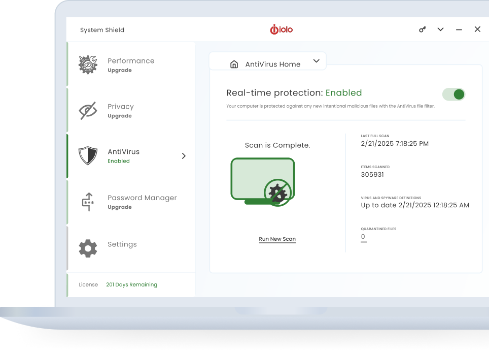Antivirus interface